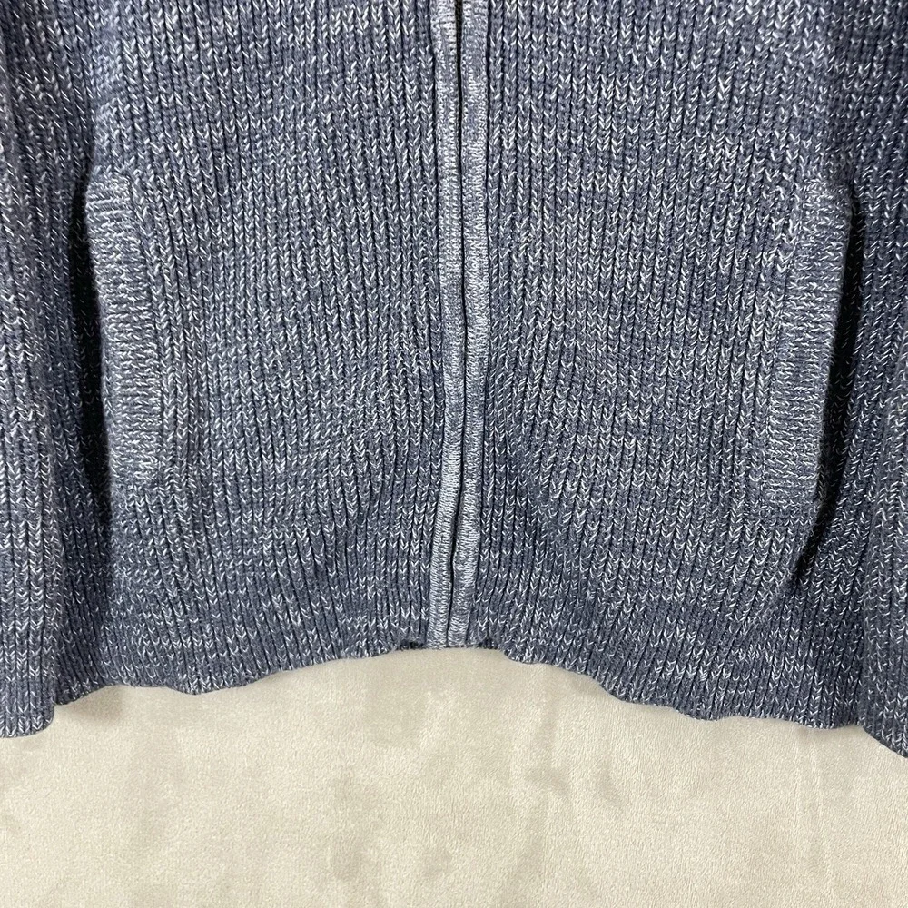 LL Bean Mens XXL Blue Cotton Shaker Stitch Full Zip Mock Neck Cardigan 298244